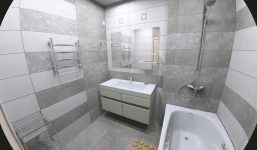 Ванная комната 4,2 м2, красивая испанская плитка с декором